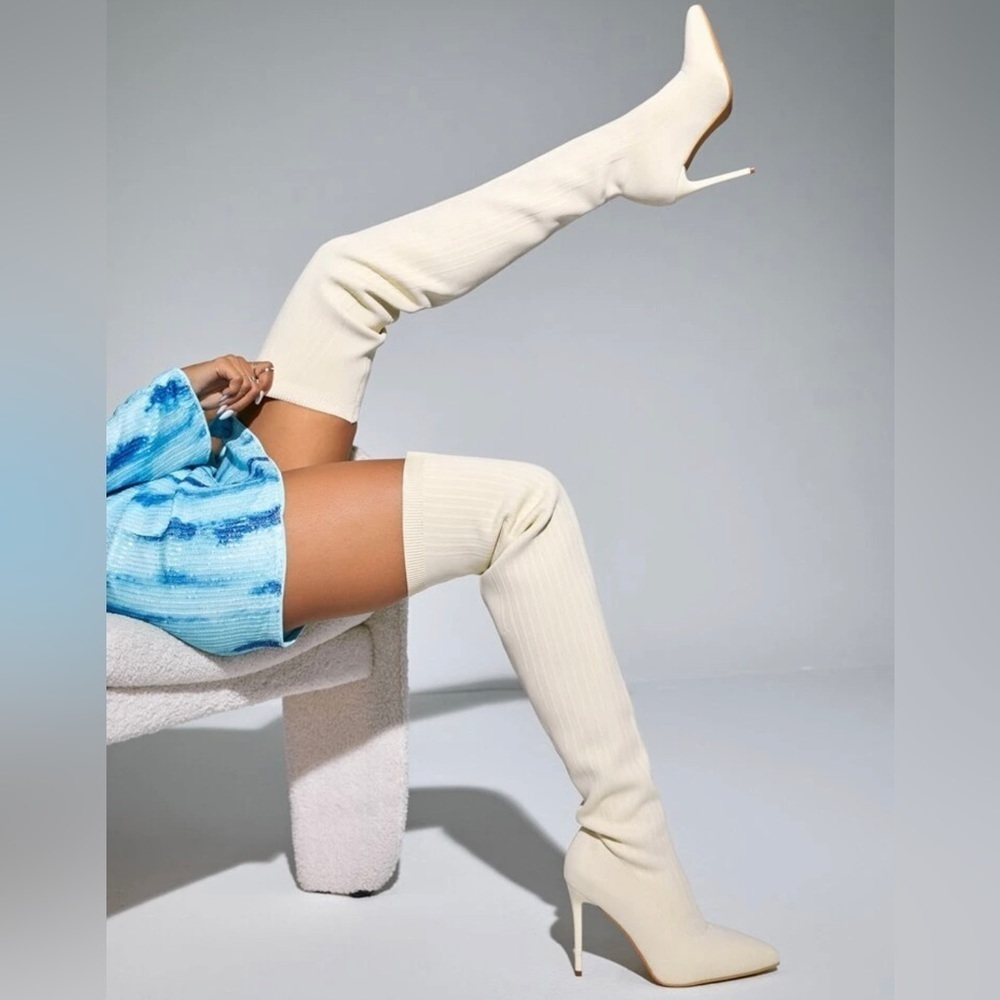 Sock Slip on Over the Knee Boots - Picture 5 of 8